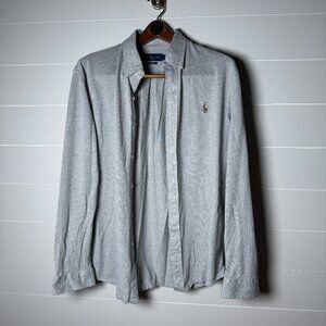 Ralph Lauren Knit Oxford Men's XL Long Sleeve Button Down Light Gray